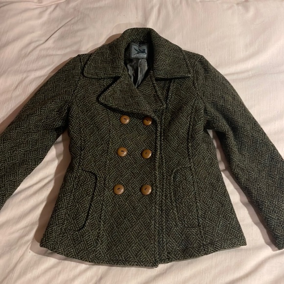 I. Spiewak & Sons Peacoat Wool Blend Moss Green Double Breasted Coat M - Picture 1 of 11
